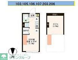 西武新宿線 上石神井駅 徒歩8分の賃貸アパート 2階ワンルームの間取り