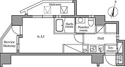 西武池袋線 中村橋駅 徒歩5分の賃貸マンション 5階1Kの間取り