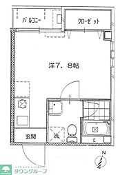 西武池袋線 中村橋駅 徒歩6分の賃貸マンション 3階ワンルームの間取り