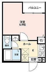 西武拝島線 小平駅 徒歩3分の賃貸アパート 1階1Kの間取り