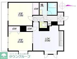都営大江戸線 光が丘駅 徒歩15分の賃貸マンション 1階2LDKの間取り