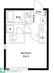 西武新宿線 都立家政駅 徒歩5分の賃貸マンション 2階1Kの間取り
