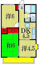 JR総武本線 市川駅 バス10分 公民館下車 徒歩6分の賃貸アパート 2階3DKの間取り