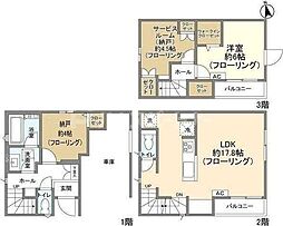 JR総武線 市川駅 徒歩13分の賃貸一戸建て 3階1SLDKの間取り