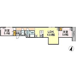 都営新宿線 瑞江駅 徒歩11分の賃貸アパート 1階2LDKの間取り