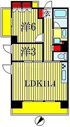 JR総武線 西船橋駅 徒歩6分の賃貸マンション 8階2LDKの間取り