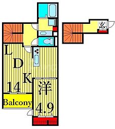 JR総武線 小岩駅 徒歩12分の賃貸アパート 2階1LDKの間取り