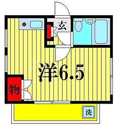 JR総武線 本八幡駅 徒歩16分の賃貸マンション 3階ワンルームの間取り