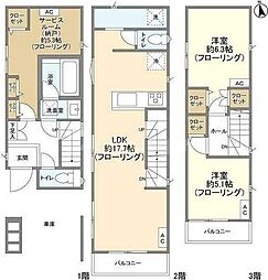 JR総武線 市川駅 徒歩13分の賃貸一戸建て 3階2SLDKの間取り