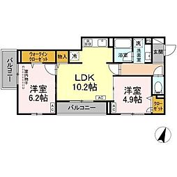 都営新宿線 瑞江駅 徒歩6分の賃貸アパート 3階2LDKの間取り