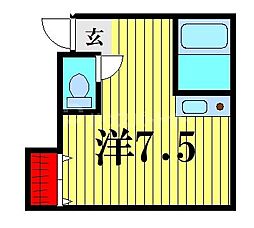 プロフィーII 2階ワンルームの間取り