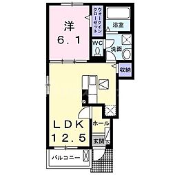 JR武蔵野線 船橋法典駅 徒歩18分の賃貸アパート 1階1LDKの間取り