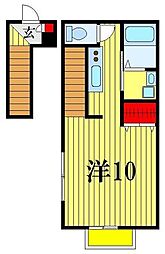 JR総武線 下総中山駅 徒歩12分の賃貸アパート 2階1Kの間取り