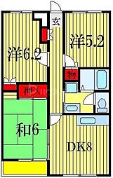 JR総武線 西船橋駅 徒歩8分の賃貸マンション 4階3DKの間取り