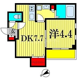 JR総武線 西船橋駅 徒歩3分の賃貸マンション 8階1DKの間取り