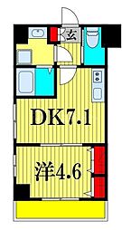 JR総武線 西船橋駅 徒歩3分の賃貸マンション 6階1DKの間取り
