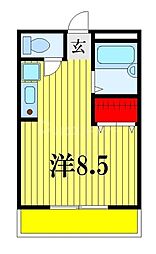JR総武本線 市川駅 徒歩14分の賃貸マンション 6階ワンルームの間取り