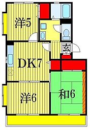 JR総武線 西船橋駅 徒歩12分の賃貸マンション 2階3DKの間取り