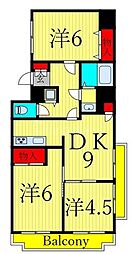 都営新宿線 篠崎駅 徒歩10分の賃貸マンション 6階3DKの間取り
