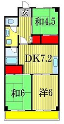 JR総武線 西船橋駅 徒歩6分の賃貸マンション 4階3DKの間取り