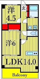 都営新宿線 一之江駅 徒歩13分の賃貸マンション 3階2LDKの間取り