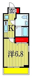 JR総武線 下総中山駅 徒歩5分の賃貸マンション 9階1Kの間取り