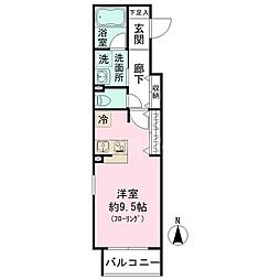 JR総武線 西船橋駅 徒歩9分の賃貸マンション 4階ワンルームの間取り
