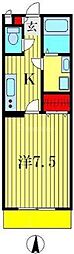 京成本線 京成小岩駅 徒歩7分の賃貸アパート 2階1Kの間取り