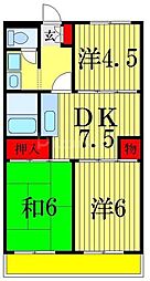 JR総武本線 市川駅 徒歩8分の賃貸マンション 3階3DKの間取り