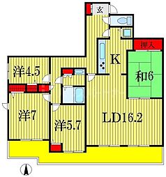 リーベスト東中山 3階4LDKの間取り