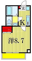 JR総武本線 市川駅 徒歩7分の賃貸マンション 5階1Kの間取り