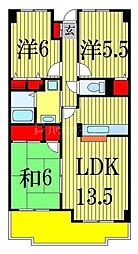JR総武線 船橋駅 徒歩13分の賃貸マンション 5階3LDKの間取り