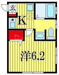 都営新宿線 本八幡駅 徒歩11分の賃貸アパート 2階1Kの間取り