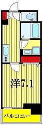 京成本線 江戸川駅 徒歩10分の賃貸マンション 7階1Kの間取り