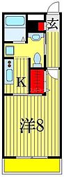 都営新宿線 本八幡駅 徒歩3分の賃貸マンション 1階1Kの間取り