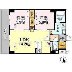 JR総武線 西船橋駅 徒歩4分の賃貸マンション 2階2LDKの間取り