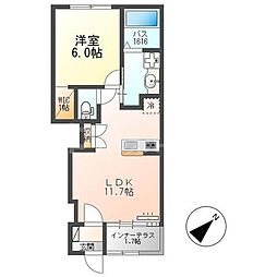 JR武蔵野線 市川大野駅 徒歩14分の賃貸アパート 1階1LDKの間取り