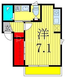 市川市市川南3丁目アパート ワンルームの間取図画像