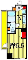グランカーサ市川国府台 1Kの間取図画像