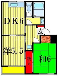 タウンコートダイキ 2DKの間取図画像
