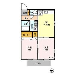 メゾン・ド・サンセール五番館 2DKの間取図画像