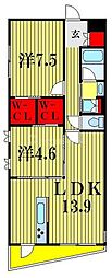CLIVIA八幡 2LDKの間取図画像