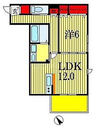 コルティーレ本中山 1LDKの間取図画像