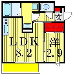 カーサグランデ本八幡 1LDKの間取図画像