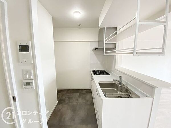 明るく広々としたキッチンは、料理がしやすい動線を考慮した設計。使い勝手の良い収納が豊富で、効率よく作業できます。シンプルなデザインながら機能性を兼ね備え、快適な調理空間を提供します。