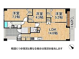 メゾンドール堺 3LDKの間取図画像