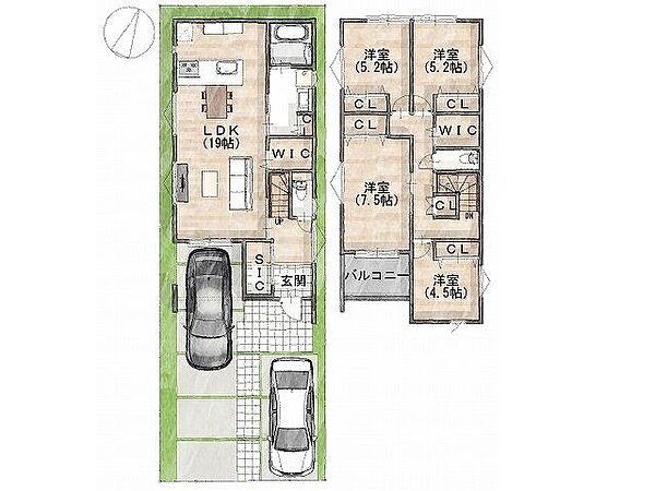 【参考プラン間取り図】一級建築士×女性コーディネーター監修『ママに嬉しい家事ラク動線』設計