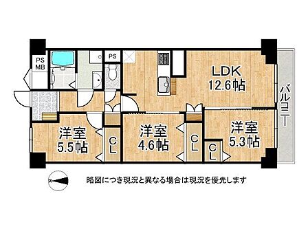 収納スペースを豊富に備え、南向きの明るいLDKが魅力の3LDKです。