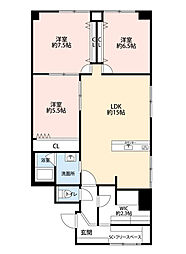 ローレルハイツ宝塚2号棟 3SLDKの間取図画像