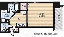 ルービンス宇品海岸 10階1Kの間取り